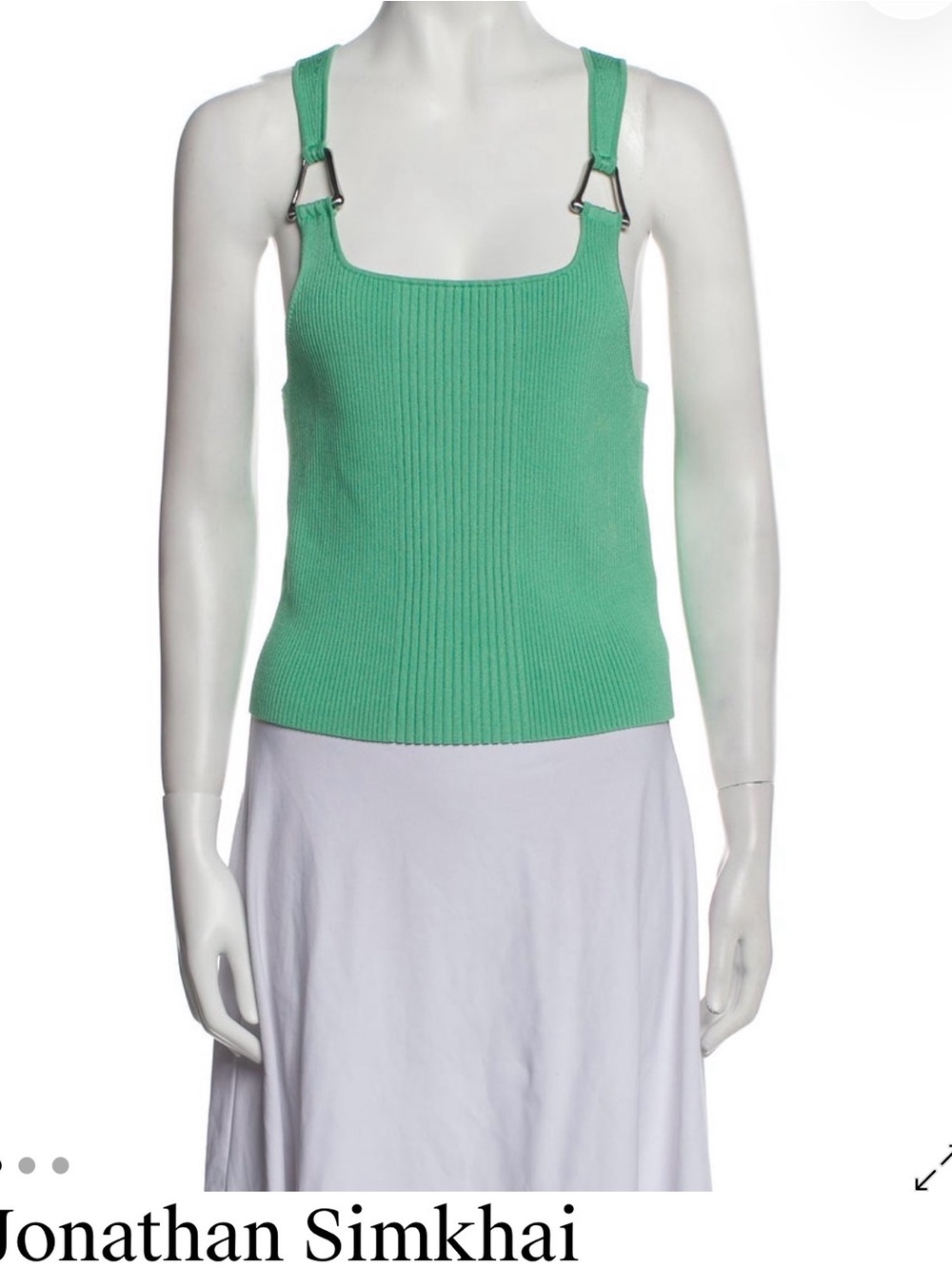Jonathan Simkhai Mint Green Ribbed Tank with Buckle Straps